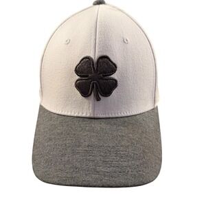 Black Clover Live Lucky Hat Mens S/M White Grey Fitted Clover 3D Embroidered Cap